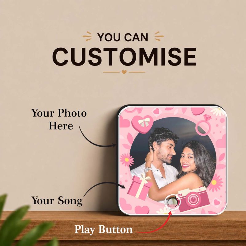 Personalised Musical Fridge Magnet for Couples 1st for Wife Birthday Gift for Girlfriend Boyfriend Rechargeable Music Player